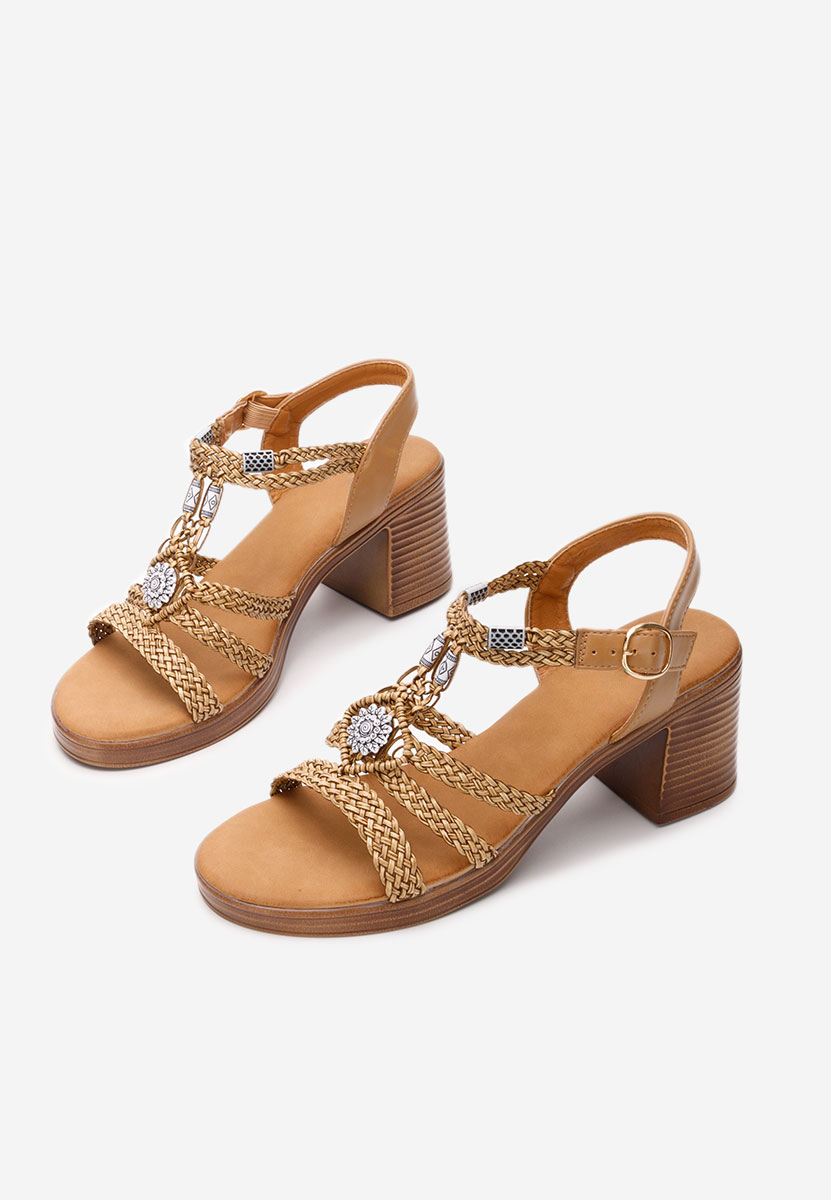 Khaki sandály na podpatku Stacie