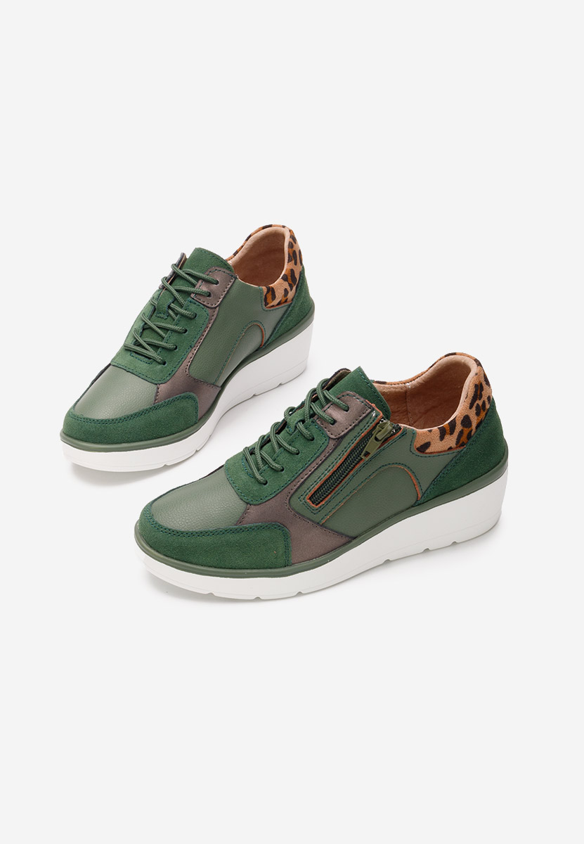 Zelené kožené dámské sneakersy Imari