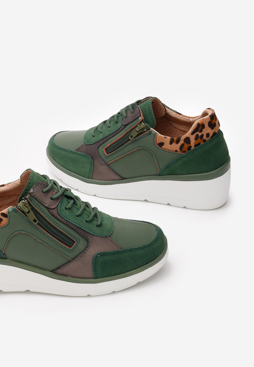 Zelené kožené dámské sneakersy Imari