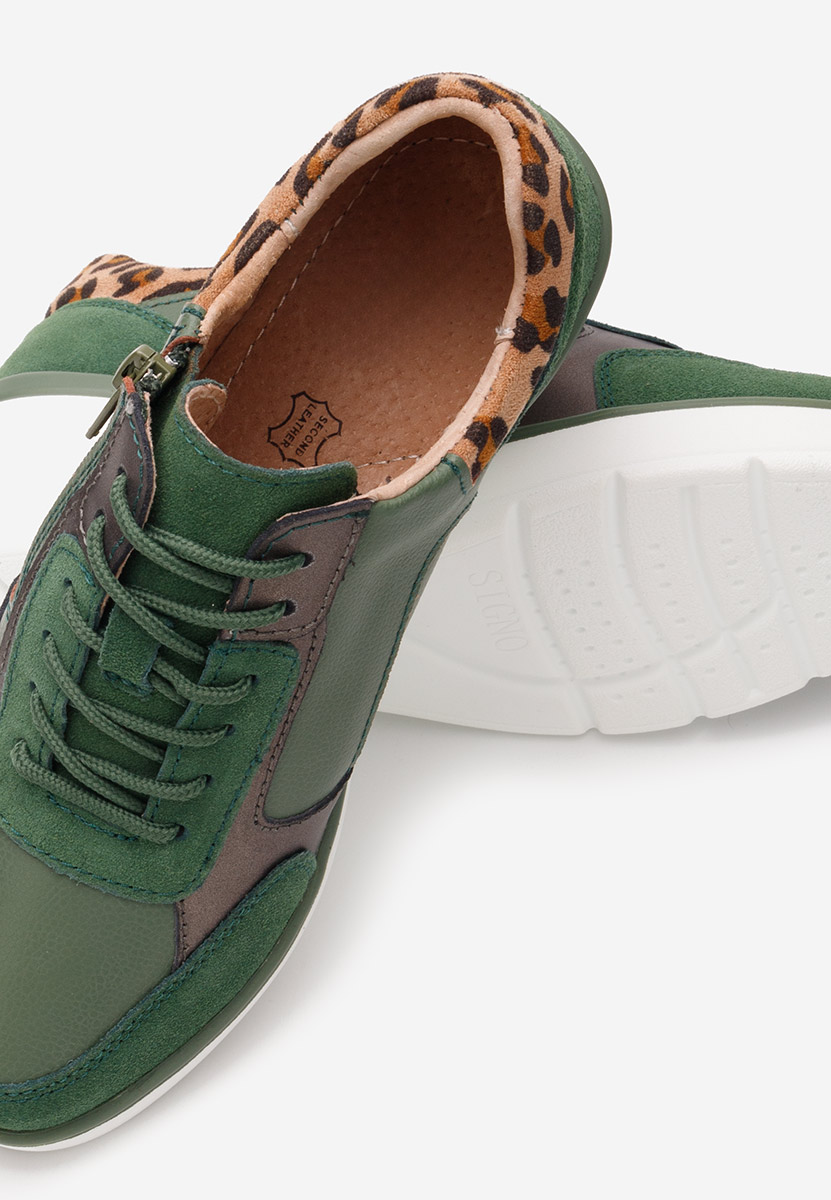 Zelené kožené dámské sneakersy Imari