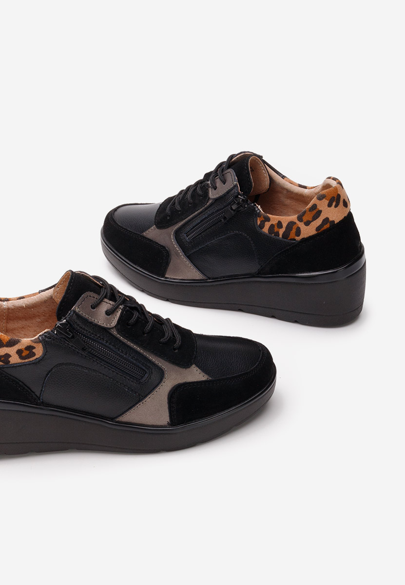 Černé kožené dámské sneakersy Imari