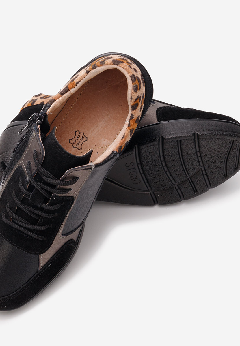 Černé kožené dámské sneakersy Imari