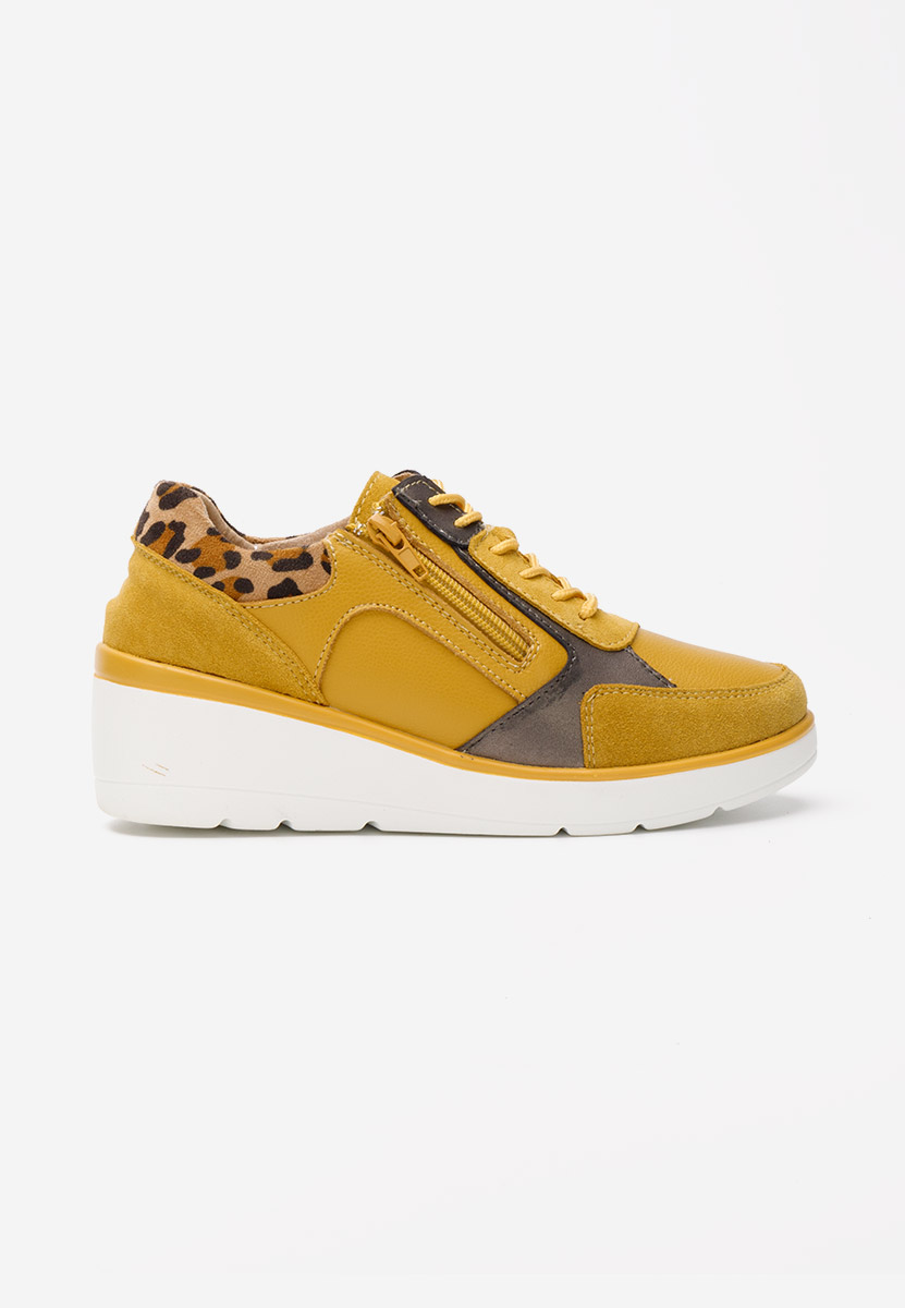 Žlutá kožené dámské sneakersy Imari