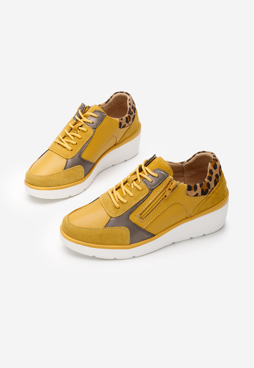 Žlutá kožené dámské sneakersy Imari