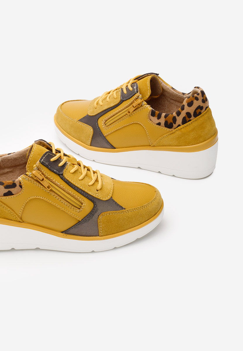 Žlutá kožené dámské sneakersy Imari