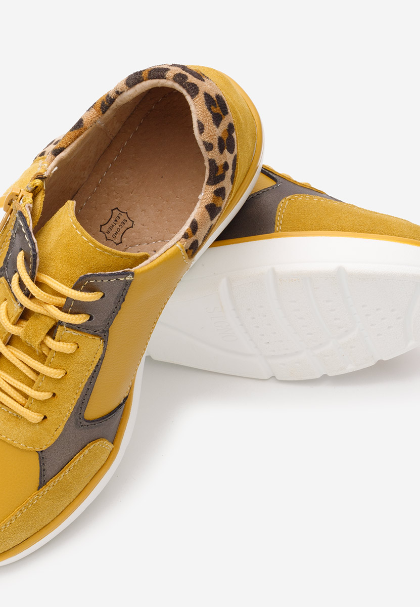 Žlutá kožené dámské sneakersy Imari