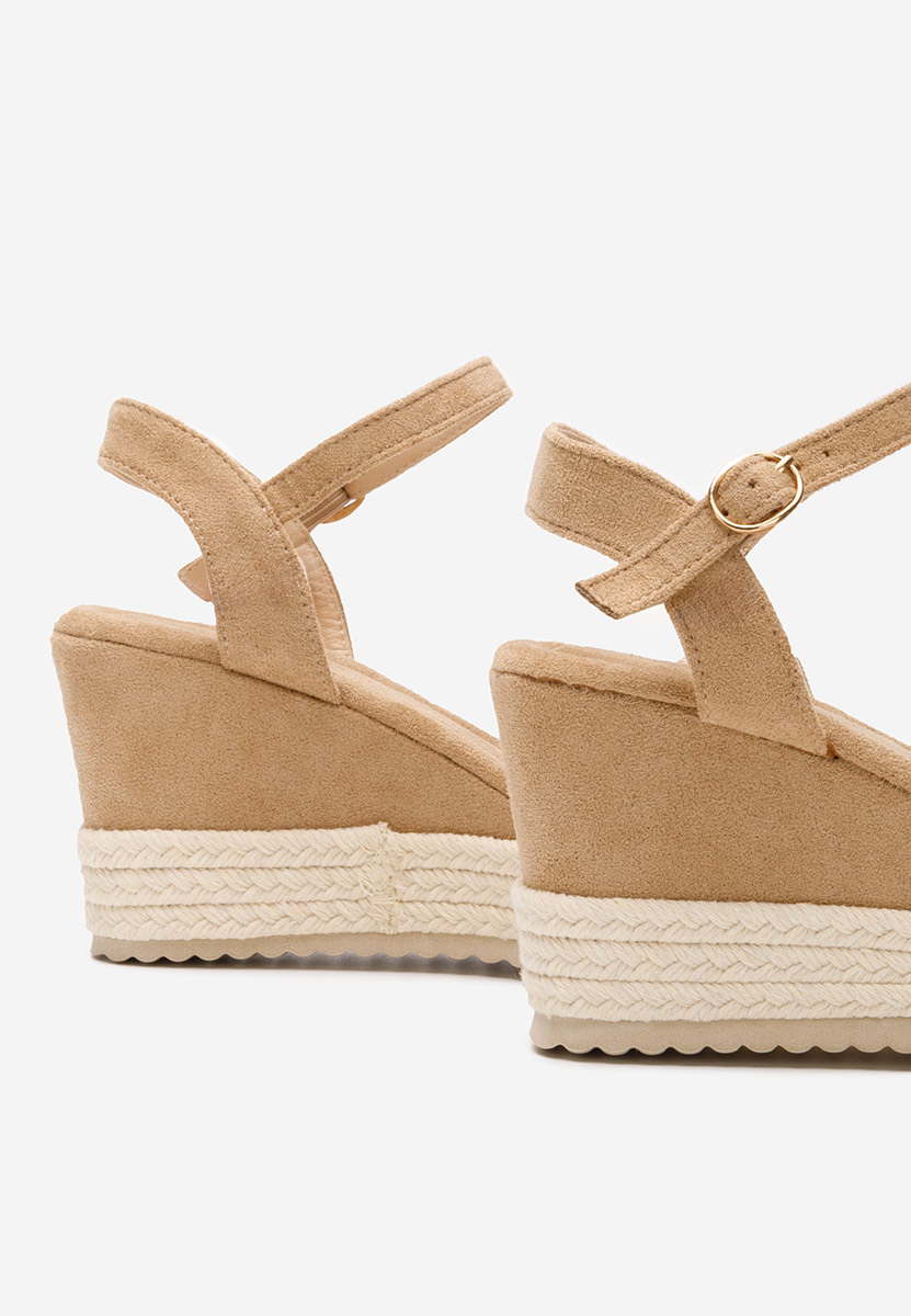 Khaki sandály na klínku Miliana