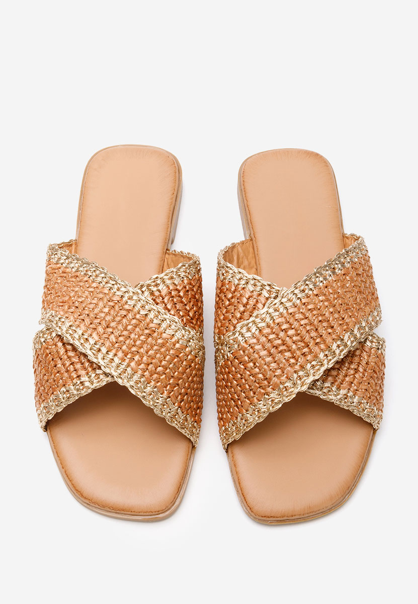 Camelové dámské pantofle bez podpatku Jamira