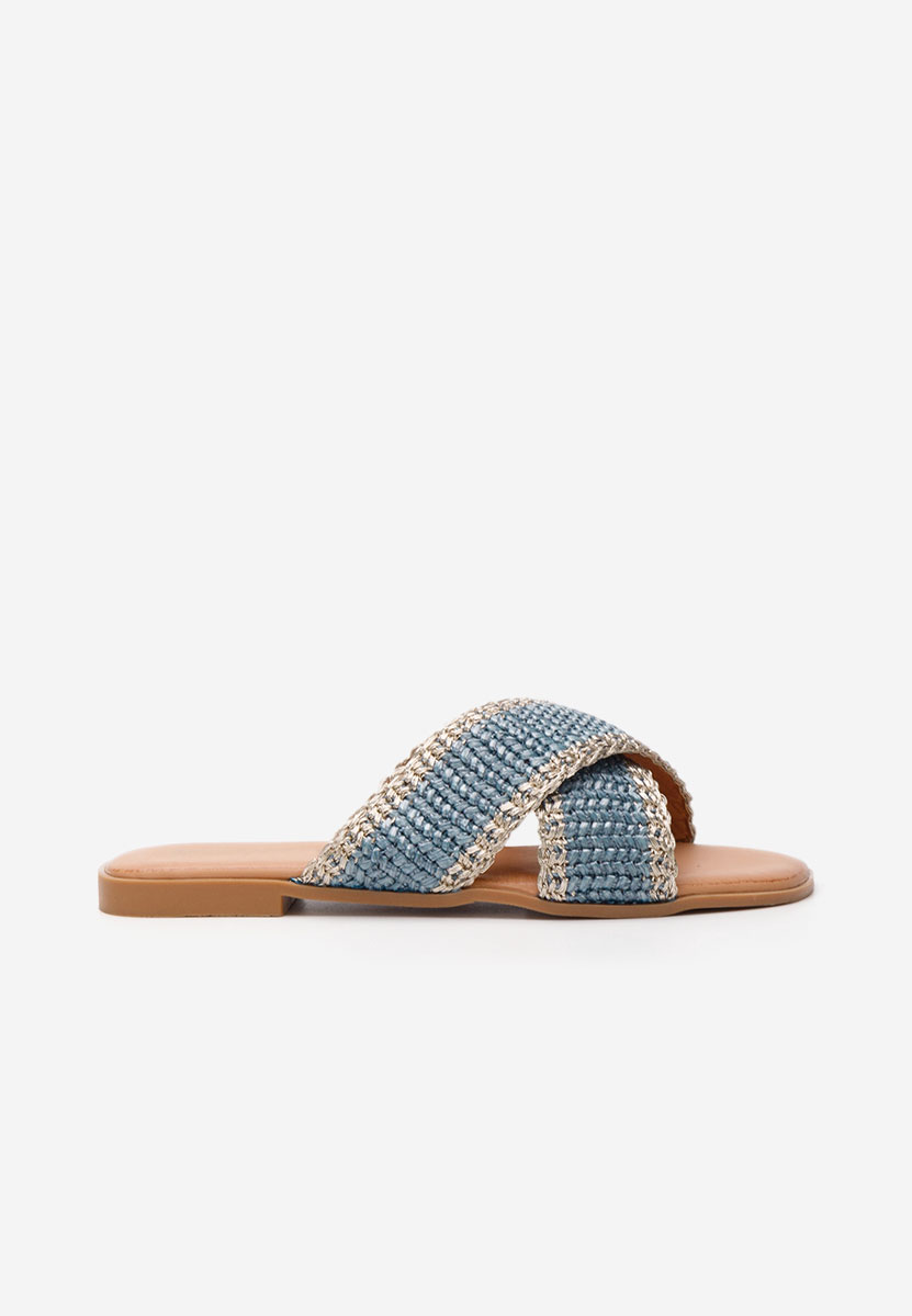 Modré dámské pantofle bez podpatku Jamira