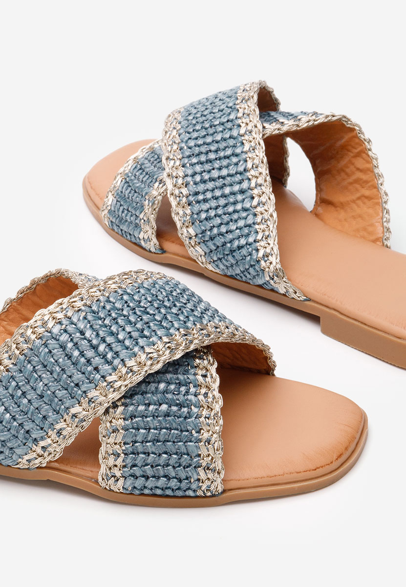 Modré dámské pantofle bez podpatku Jamira