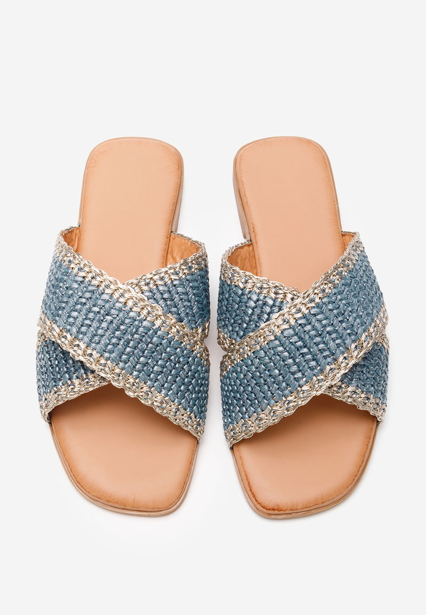 Modré dámské pantofle bez podpatku Jamira