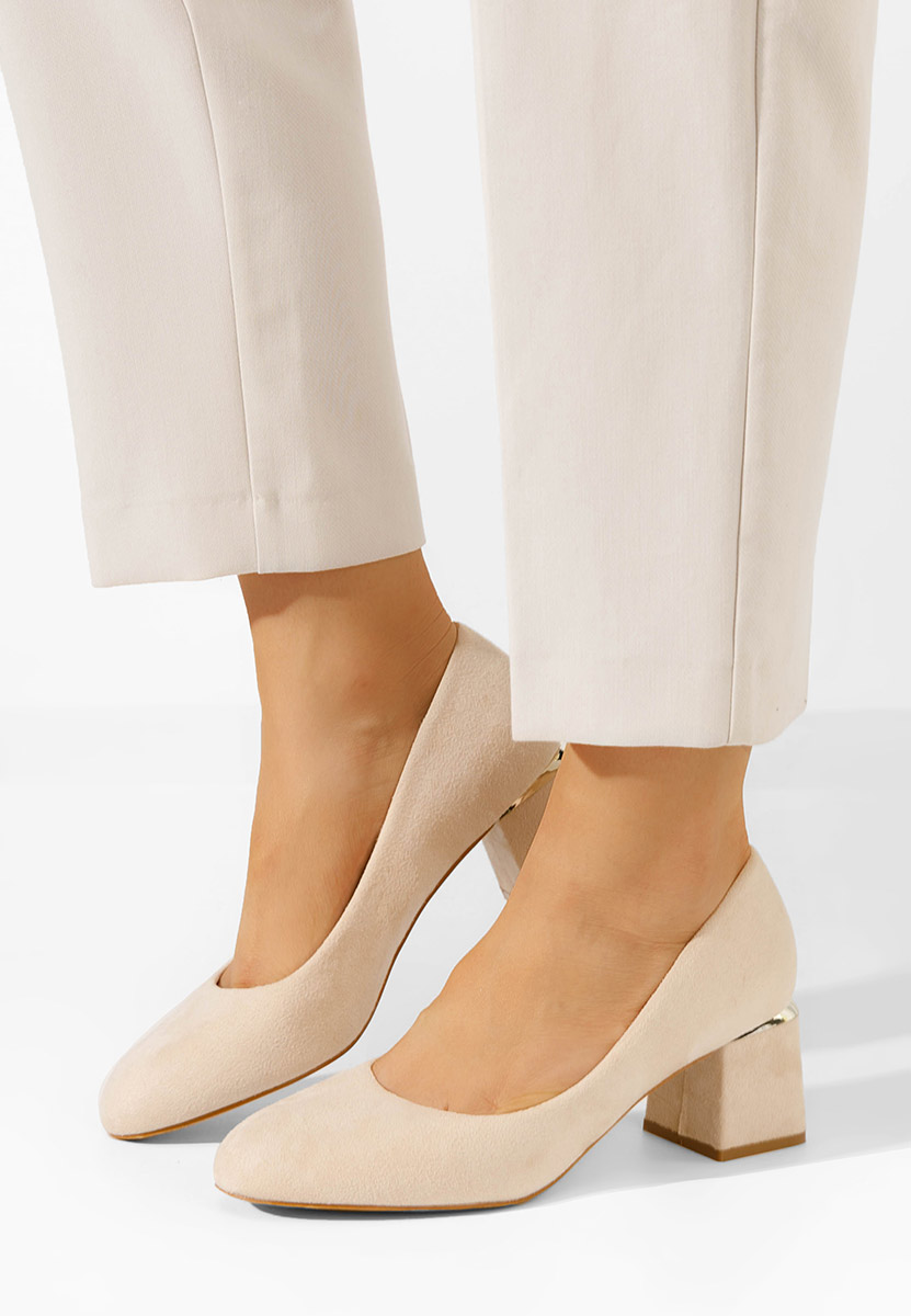 Béžové lodičky na hrubém podpatku Cabrilla V4