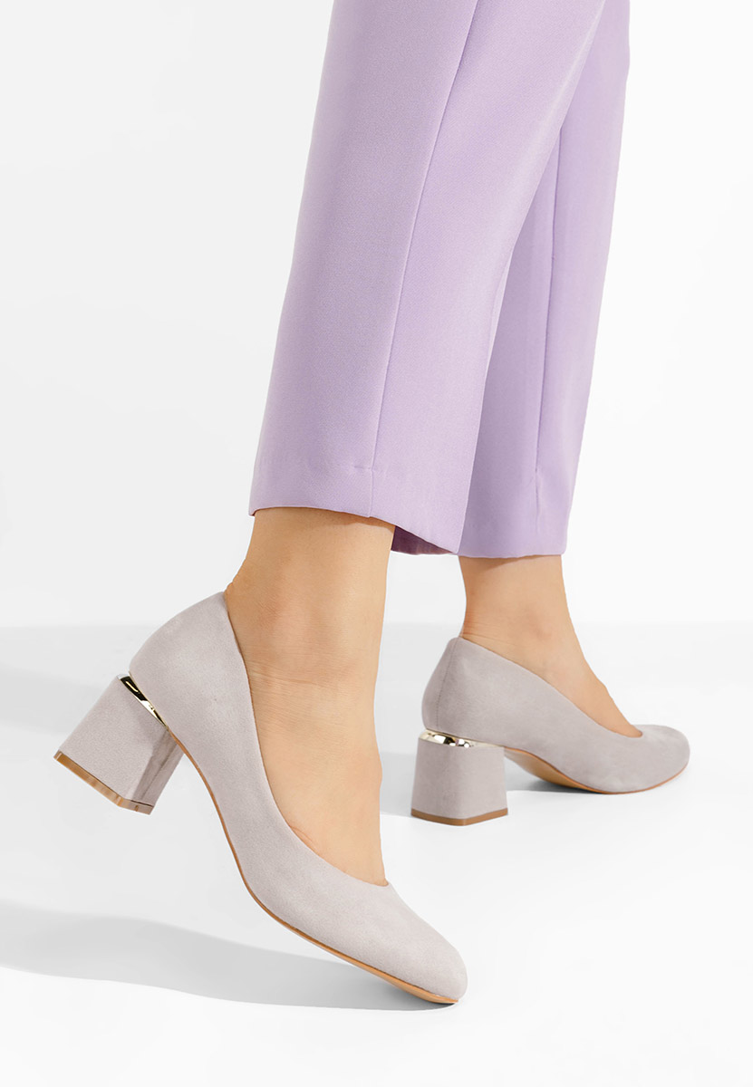 Šedé lodičky na hrubém podpatku Cabrilla V4