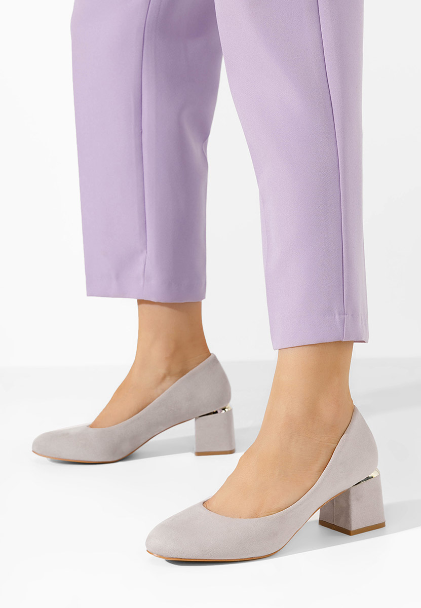 Šedé lodičky na hrubém podpatku Cabrilla V4