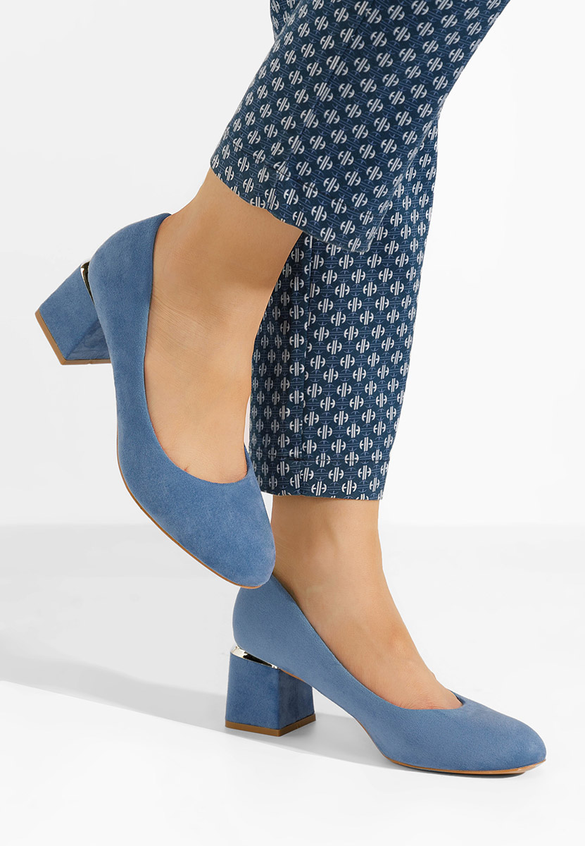 Modré lodičky na hrubém podpatku Cabrilla V4