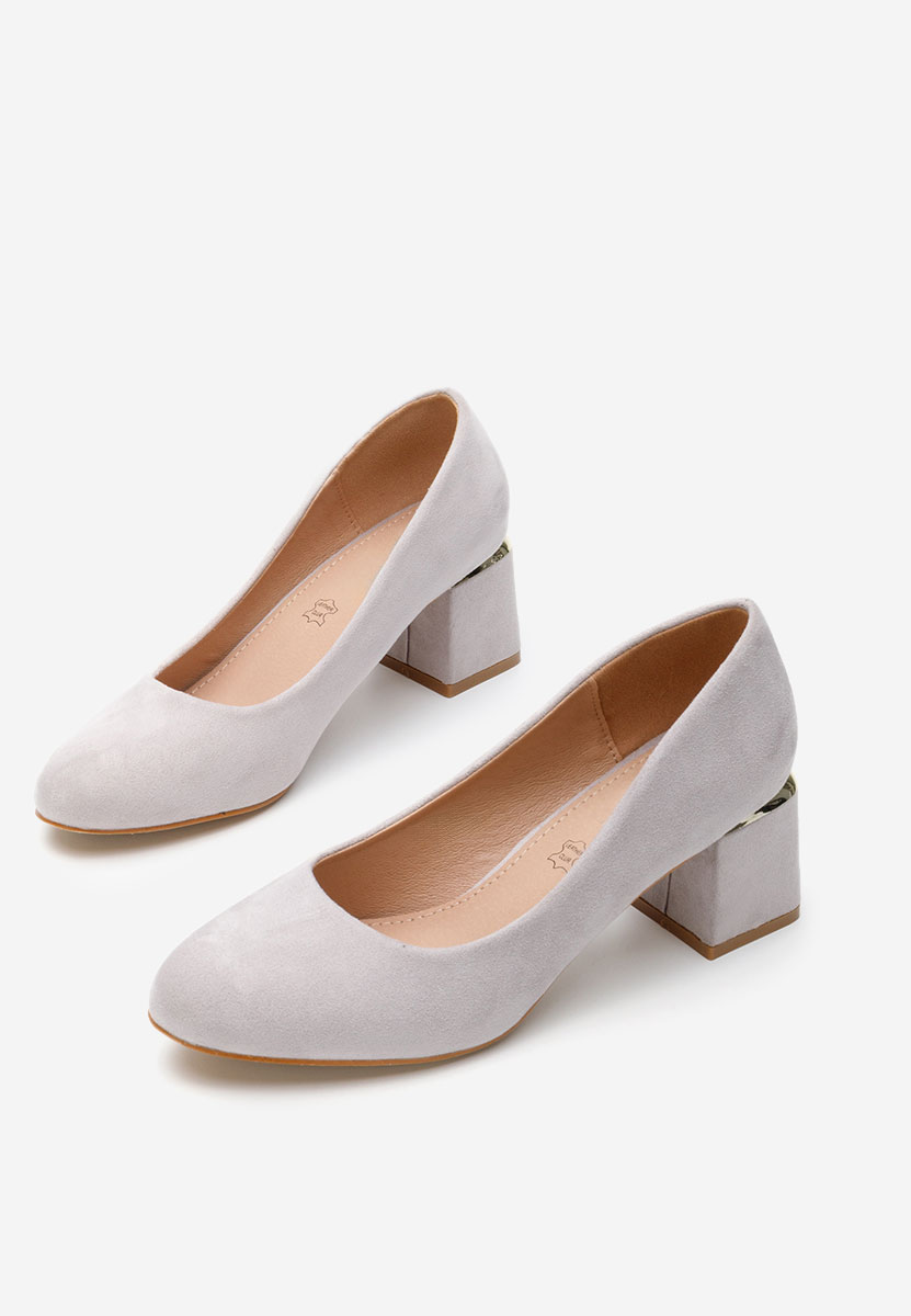 Šedé lodičky na hrubém podpatku Cabrilla V4