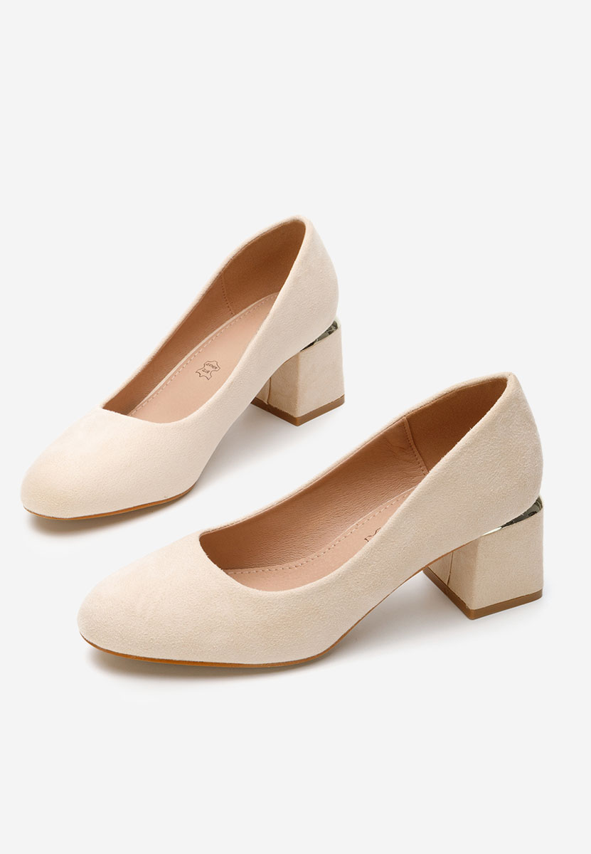 Béžové lodičky na hrubém podpatku Cabrilla V4