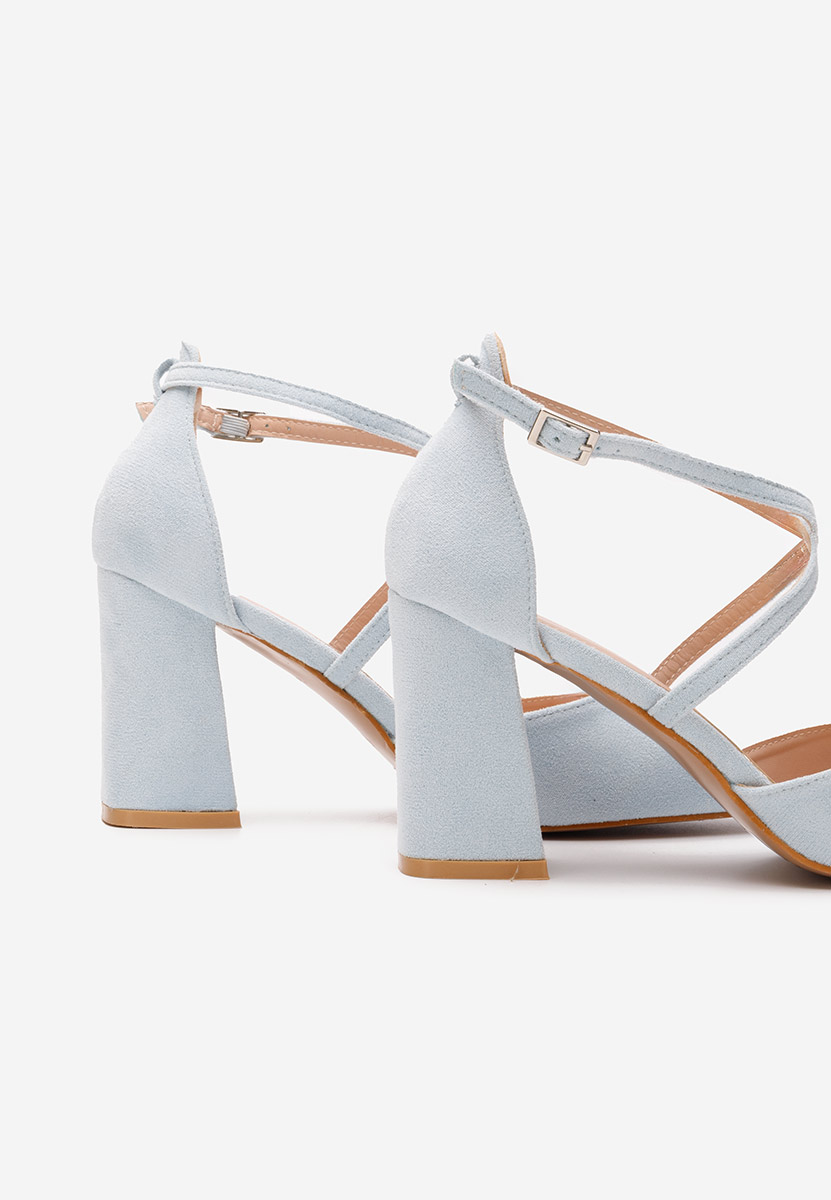 Modré lodičky na hrubém podpatku Demitra