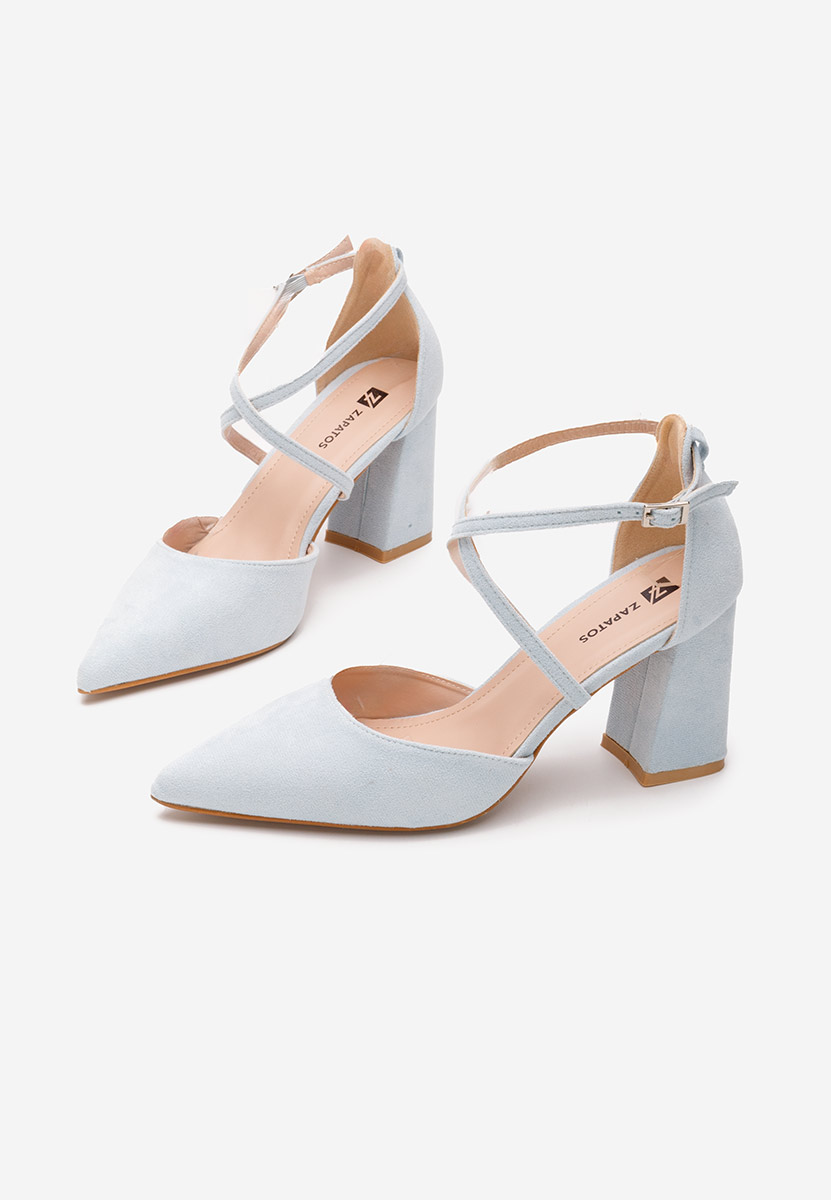 Modré lodičky na hrubém podpatku Demitra