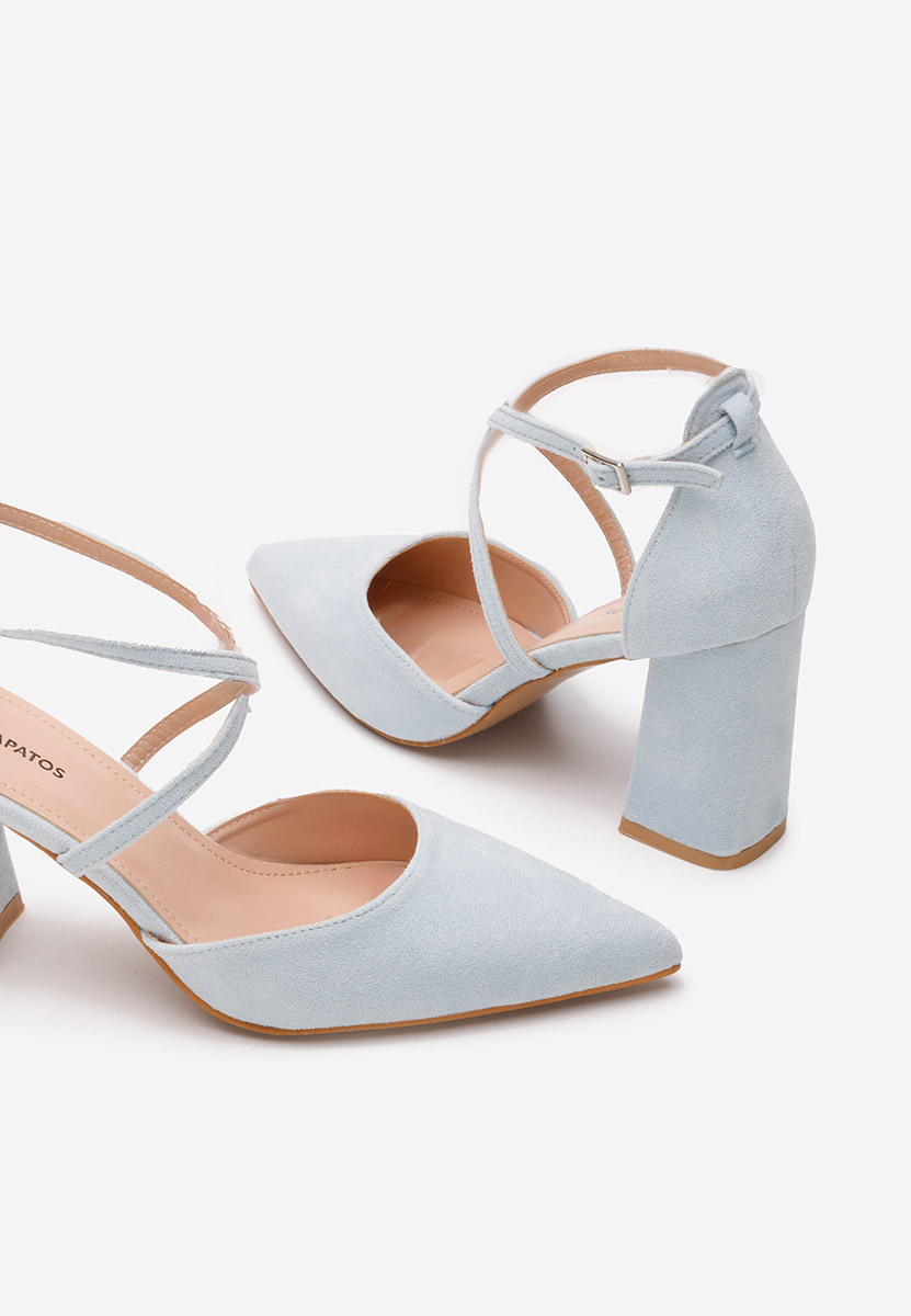 Modré lodičky na hrubém podpatku Demitra