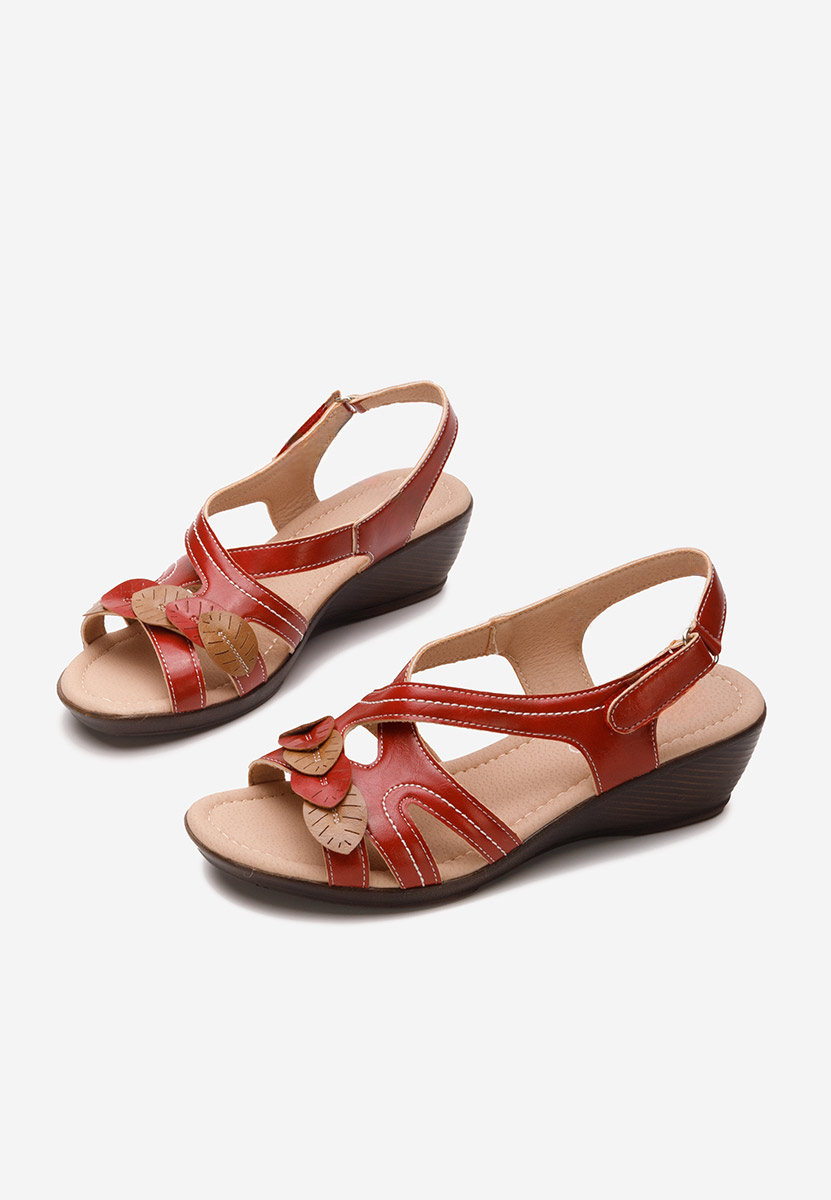 Červené sandály na klínku Meliana