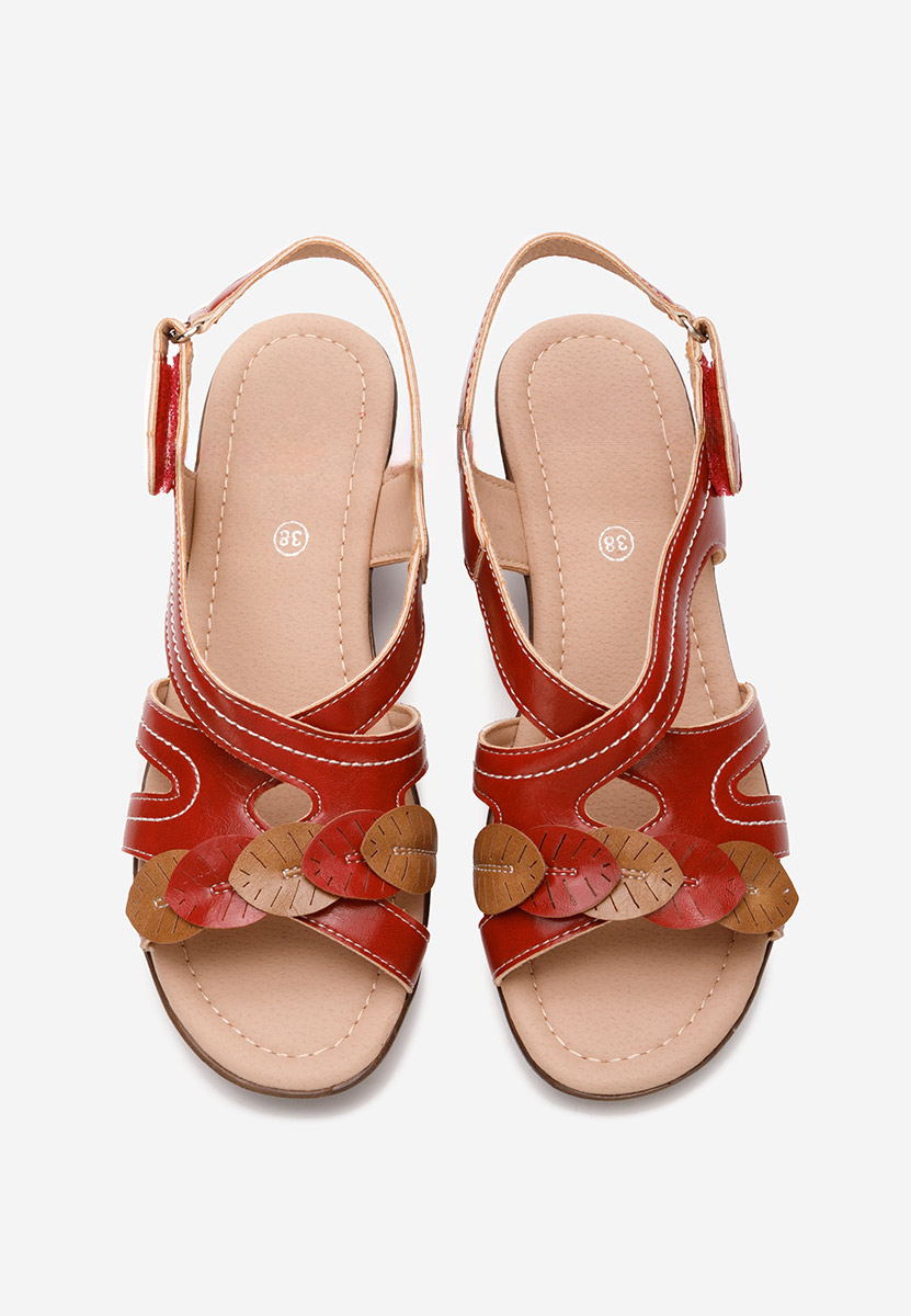 Červené sandály na klínku Meliana