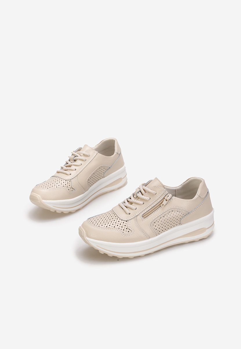 Béžové kožené dámské sneakersy Cidra