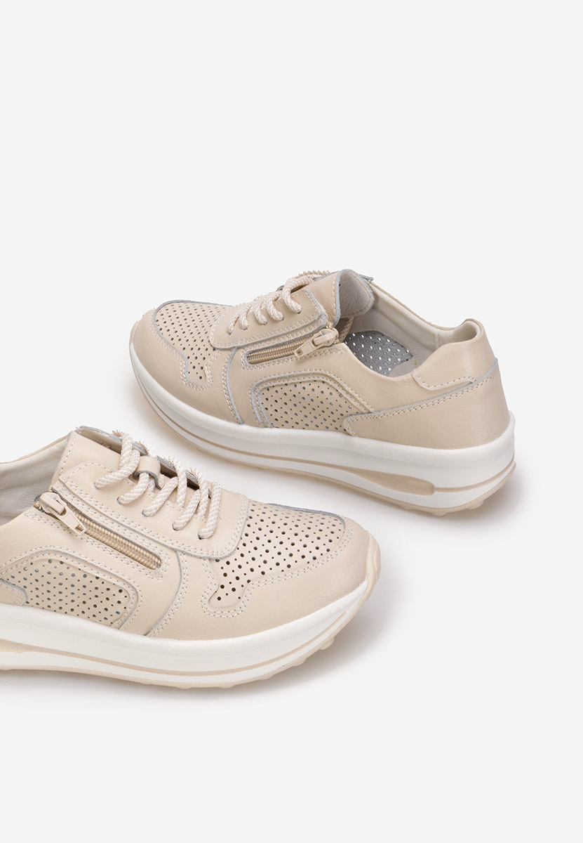 Béžové kožené dámské sneakersy Cidra