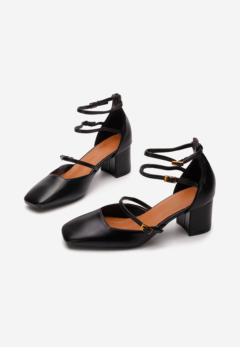 Černé lodičky na hrubém podpatku Demara V2