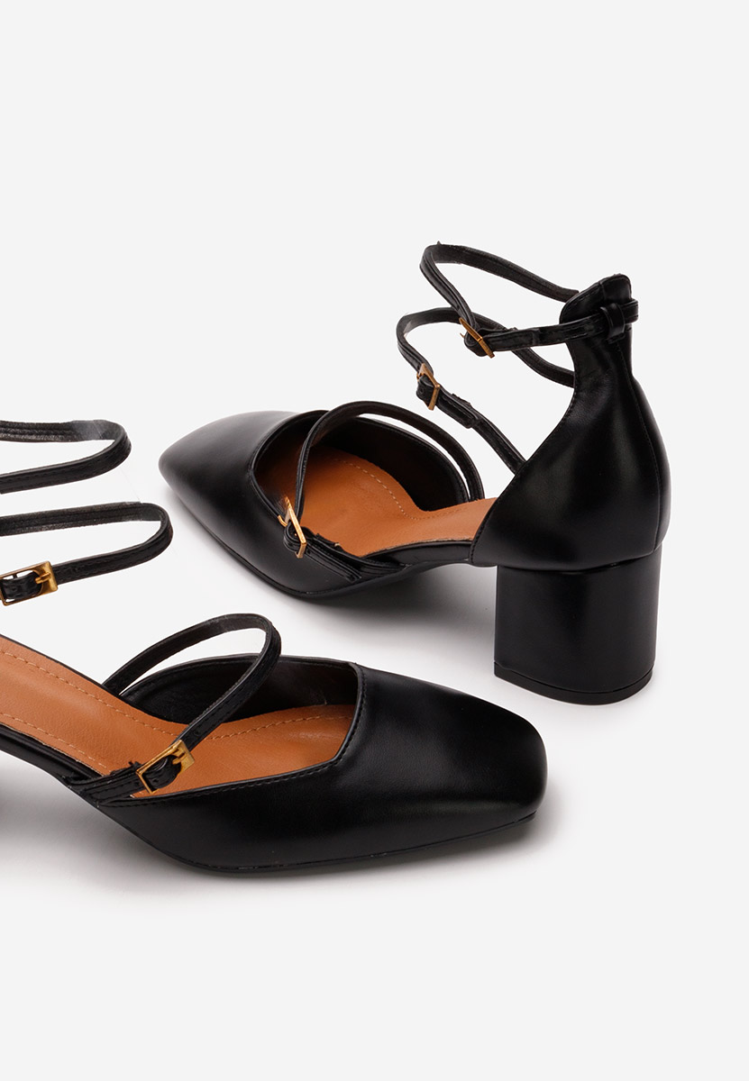 Černé lodičky na hrubém podpatku Demara V2