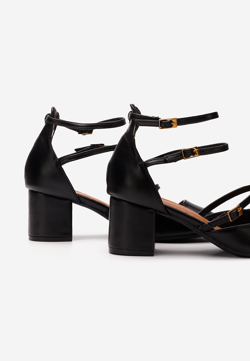 Černé lodičky na hrubém podpatku Demara V2