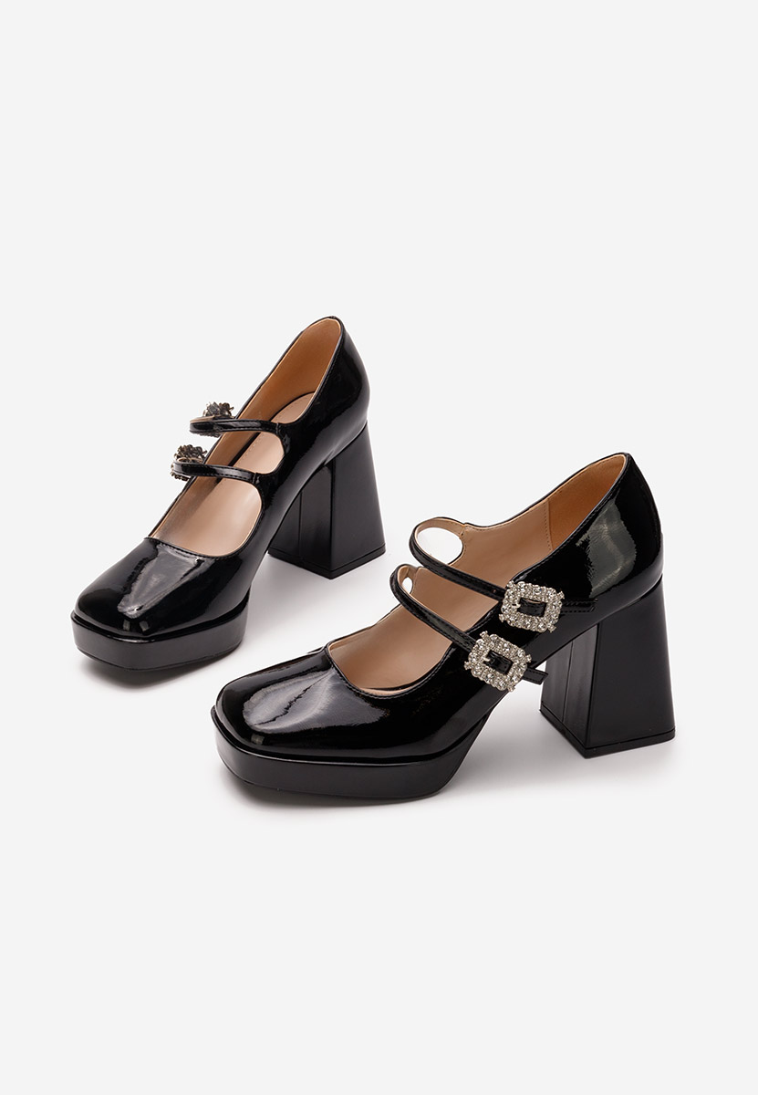 Černé lodičky na hrubém podpatku Elany