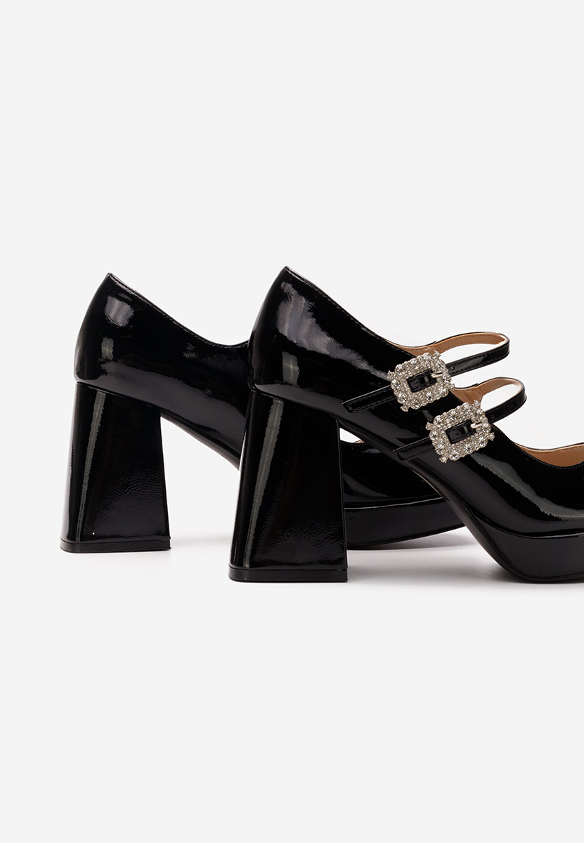 Černé lodičky na hrubém podpatku Elany