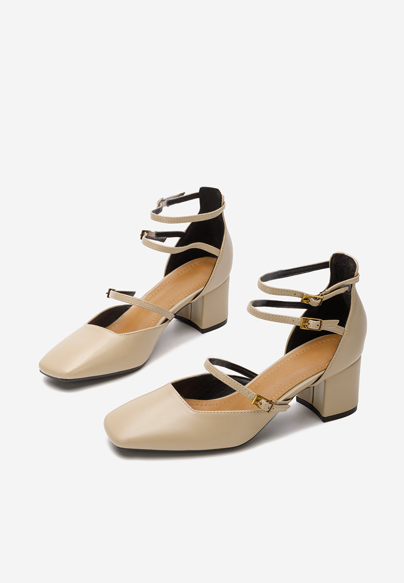 Béžové lodičky na hrubém podpatku Demara V2