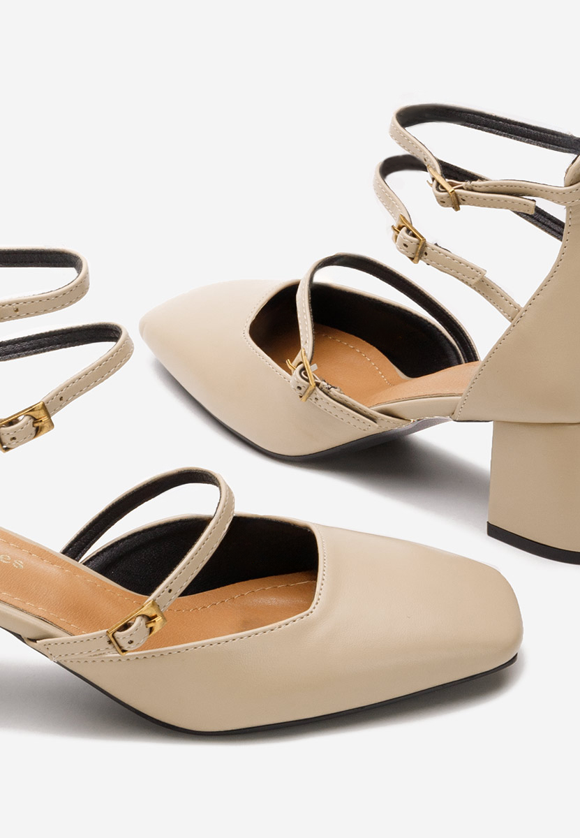 Béžové lodičky na hrubém podpatku Demara V2