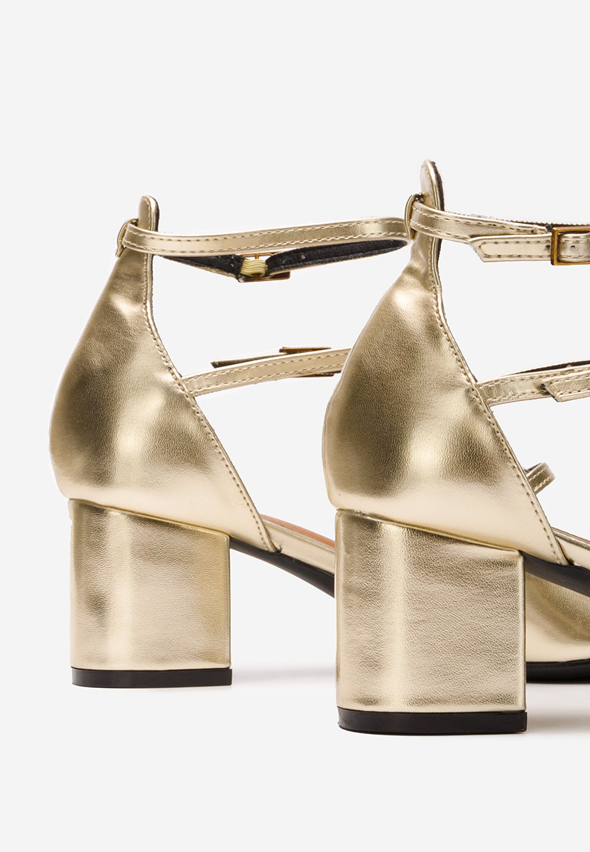 Zlaté lodičky na hrubém podpatku Demara V2
