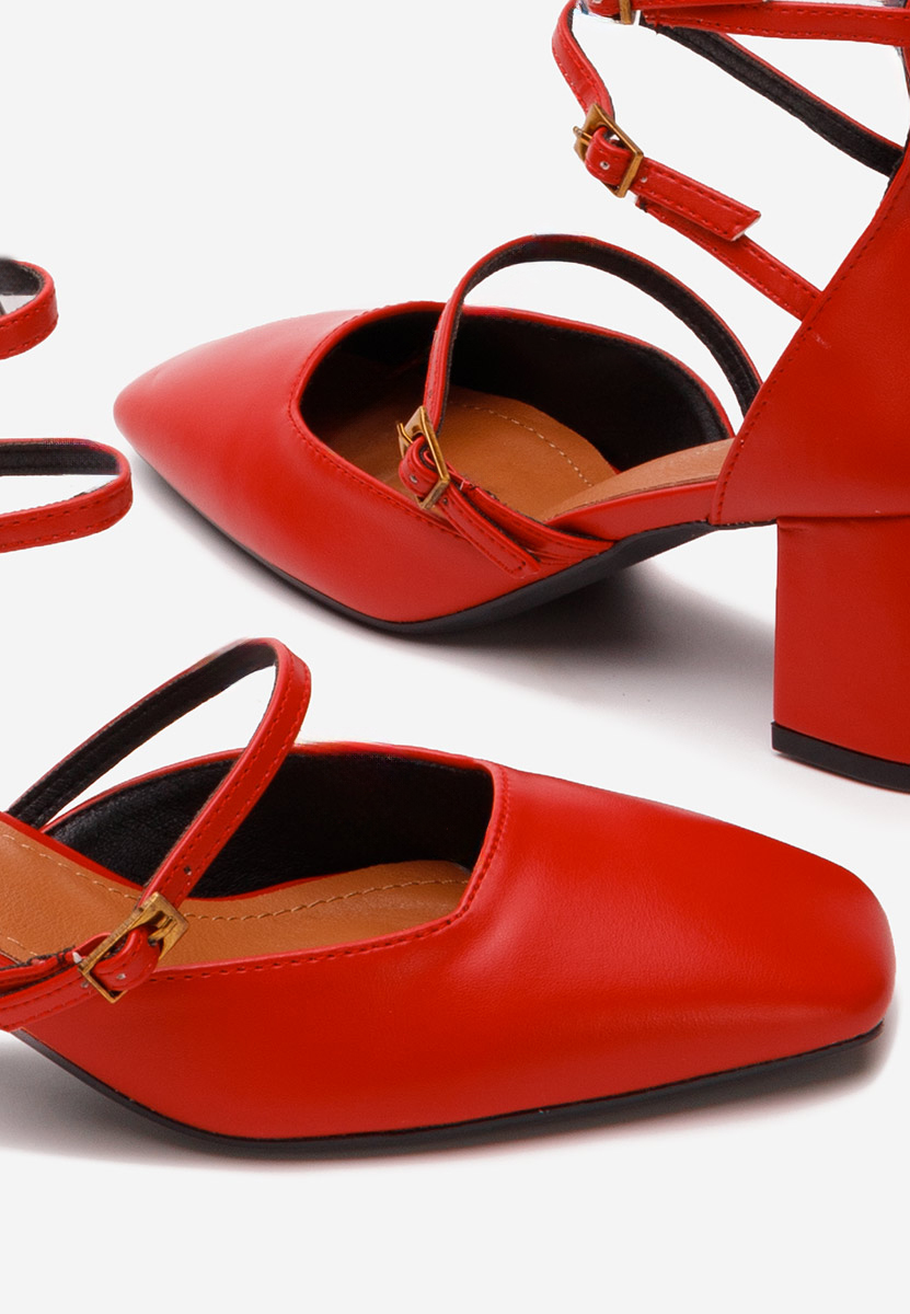 Červené lodičky na hrubém podpatku Demara V2
