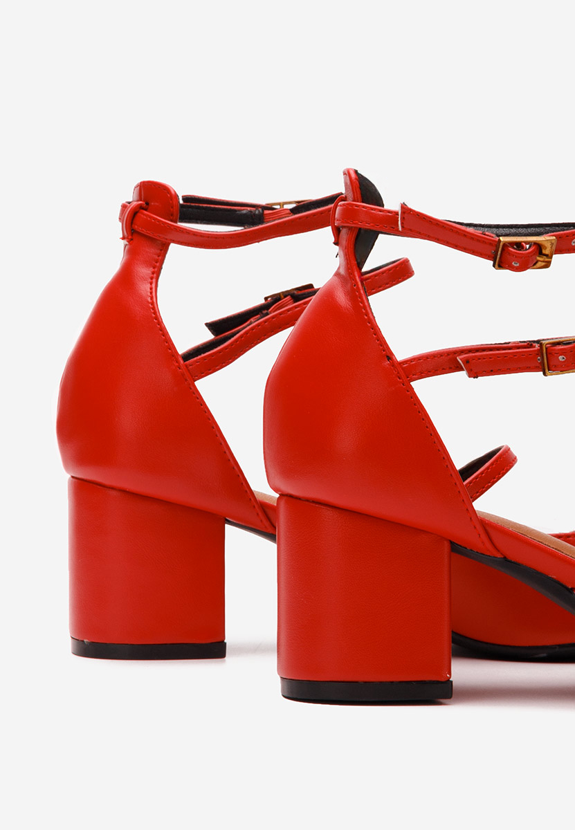 Červené lodičky na hrubém podpatku Demara V2