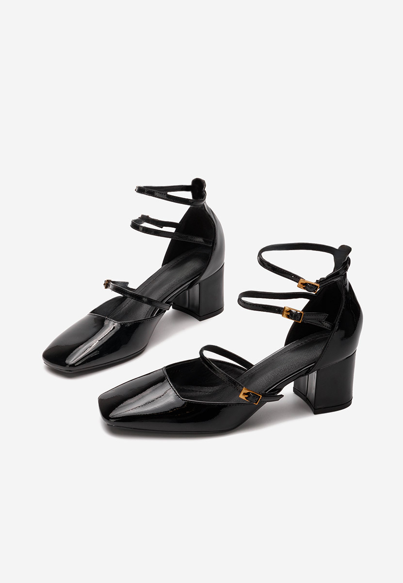 Černé lodičky na hrubém podpatku Demara V3