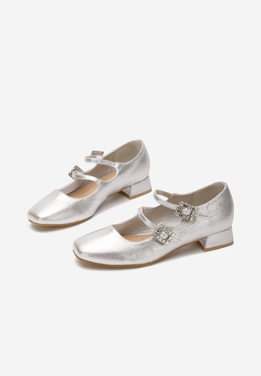 Stribrné lodičky na nízkém podpatku Hrida