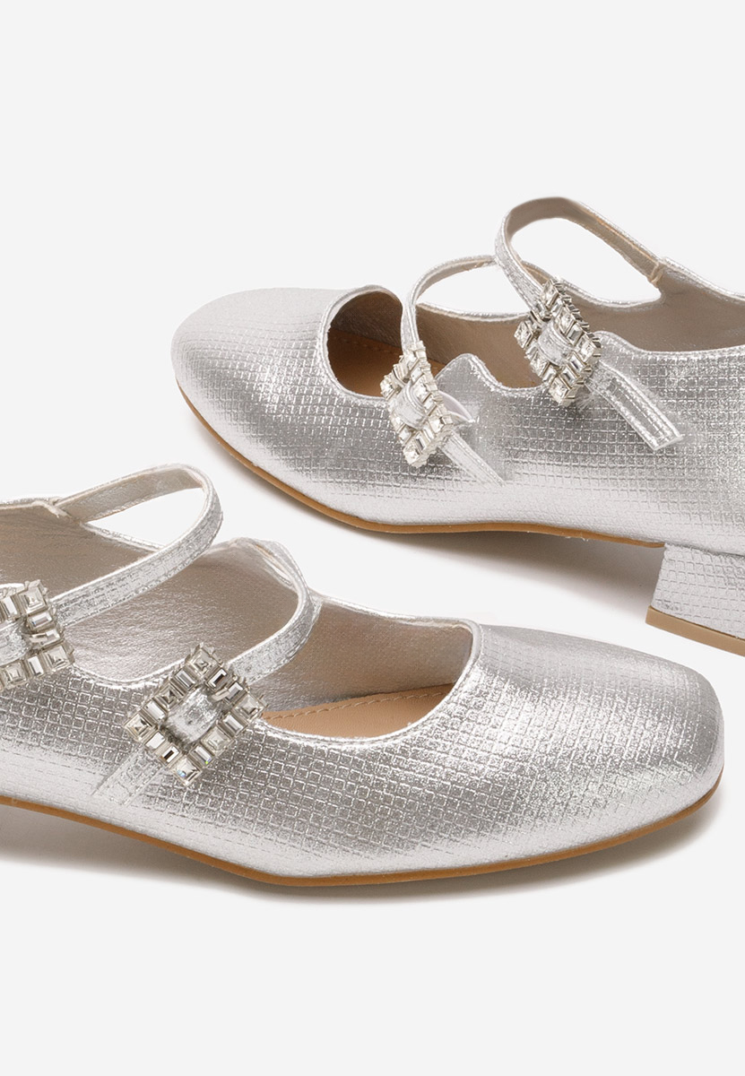 Stribrné lodičky na nízkém podpatku Hrida