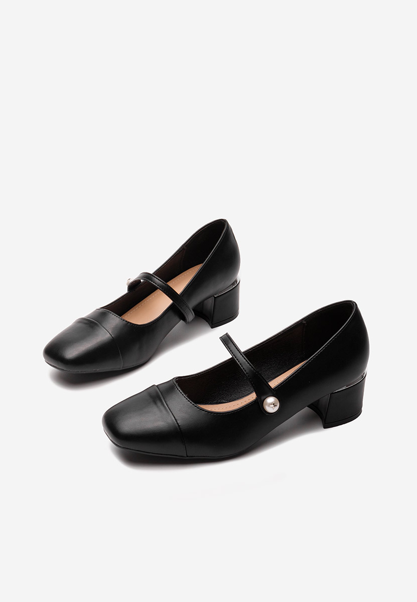 Černé lodičky na hrubém podpatku Sidena