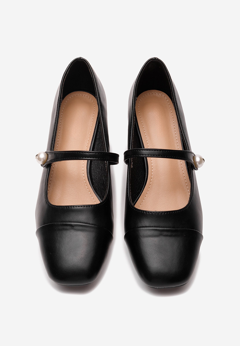 Černé lodičky na hrubém podpatku Sidena