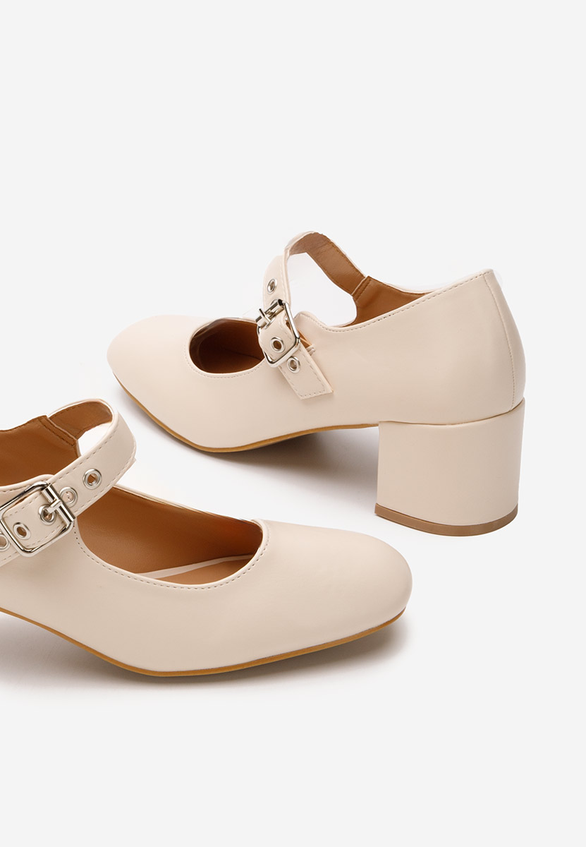 Béžové lodičky na hrubém podpatku Milady