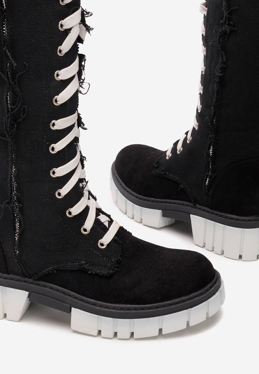 Černé šněrovací kozačky Fomitena