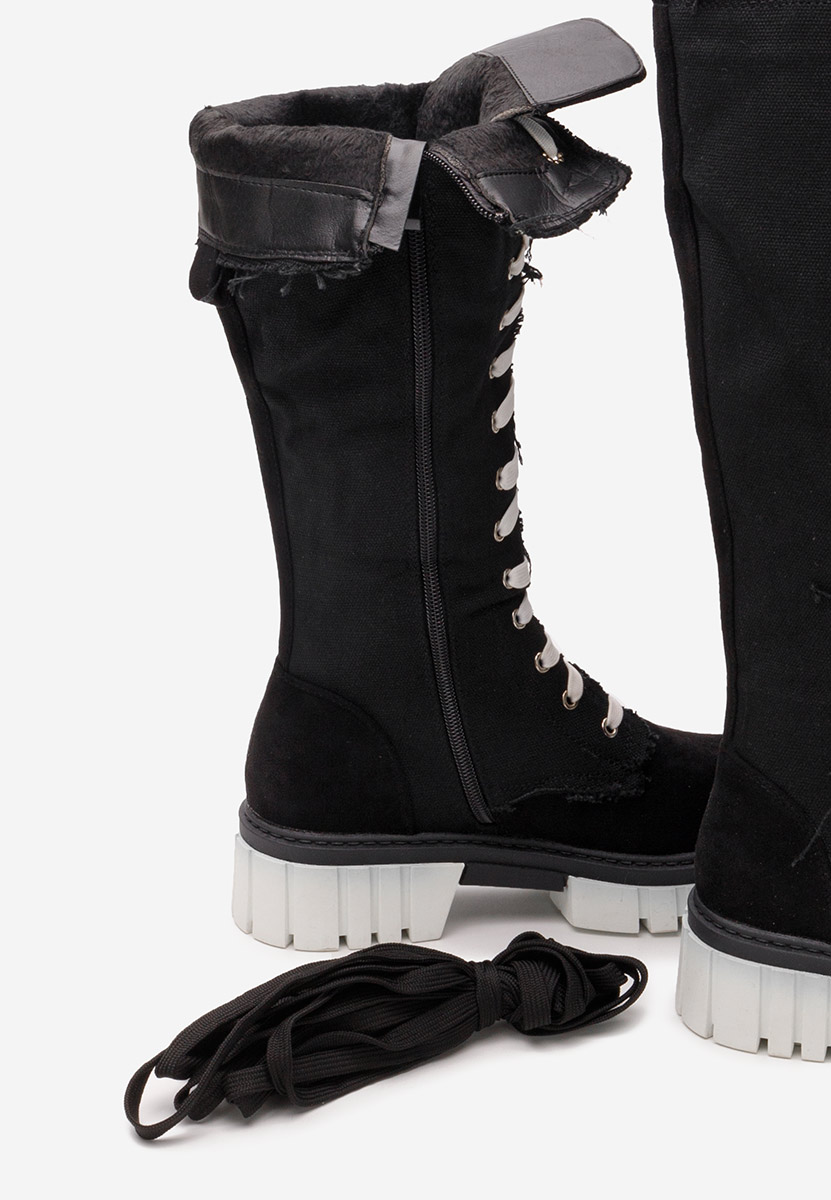 Černé šněrovací kozačky Fomitena