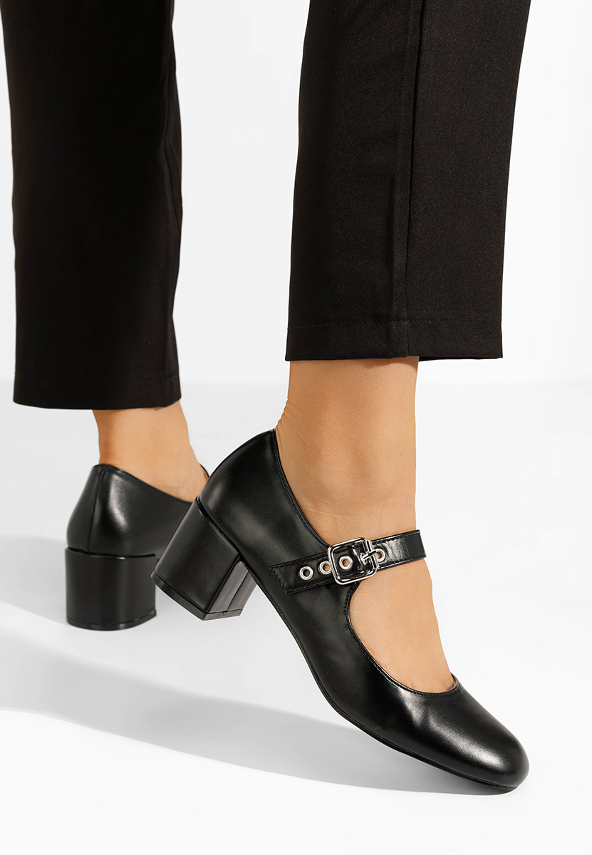 Černé lodičky na hrubém podpatku Milady