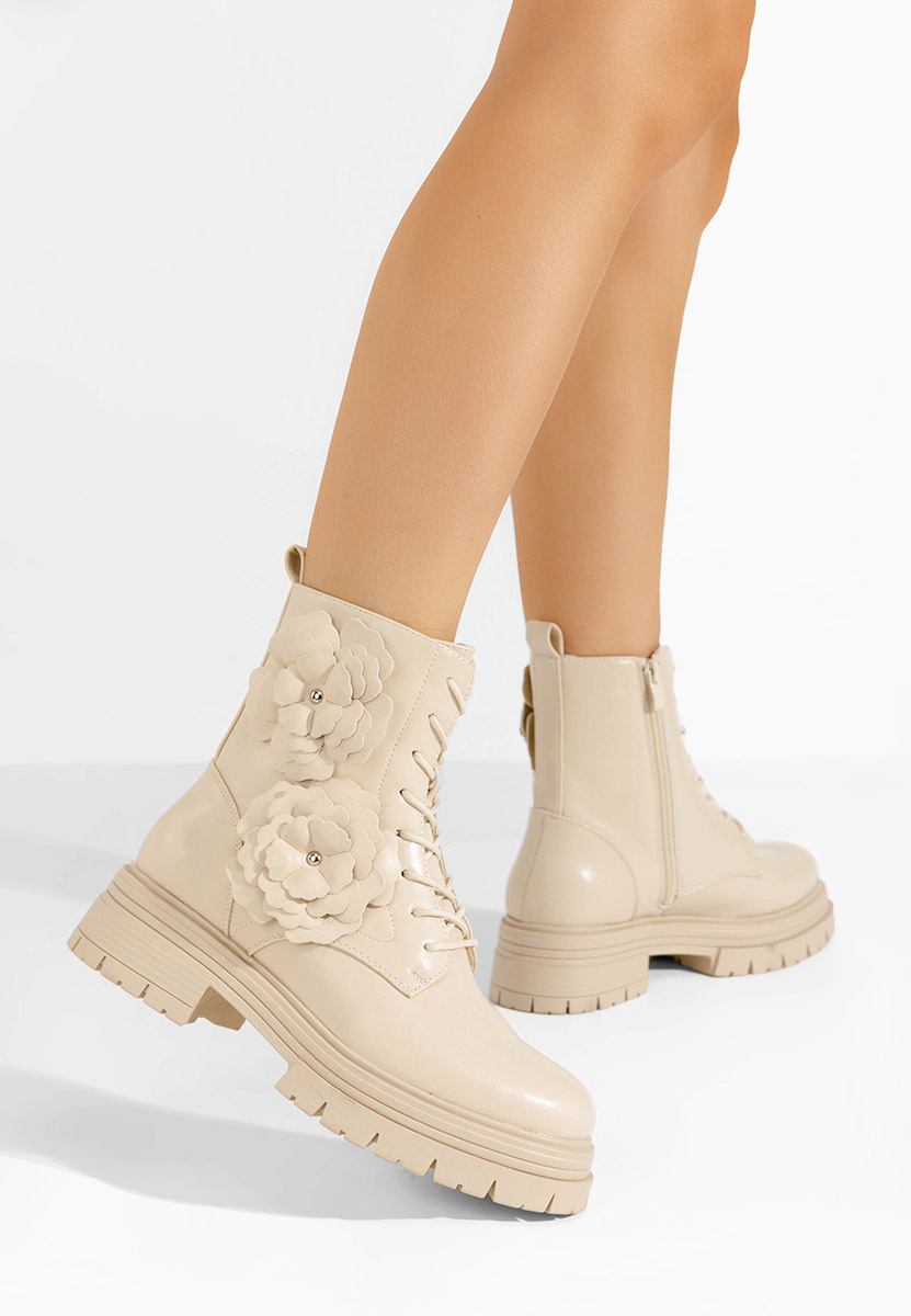 Béžové členkové čižmy na platforme Penda