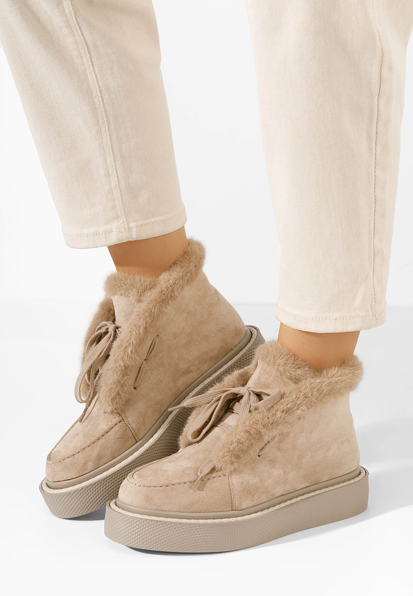 Béžové kotníkové zimní boty Hazey
