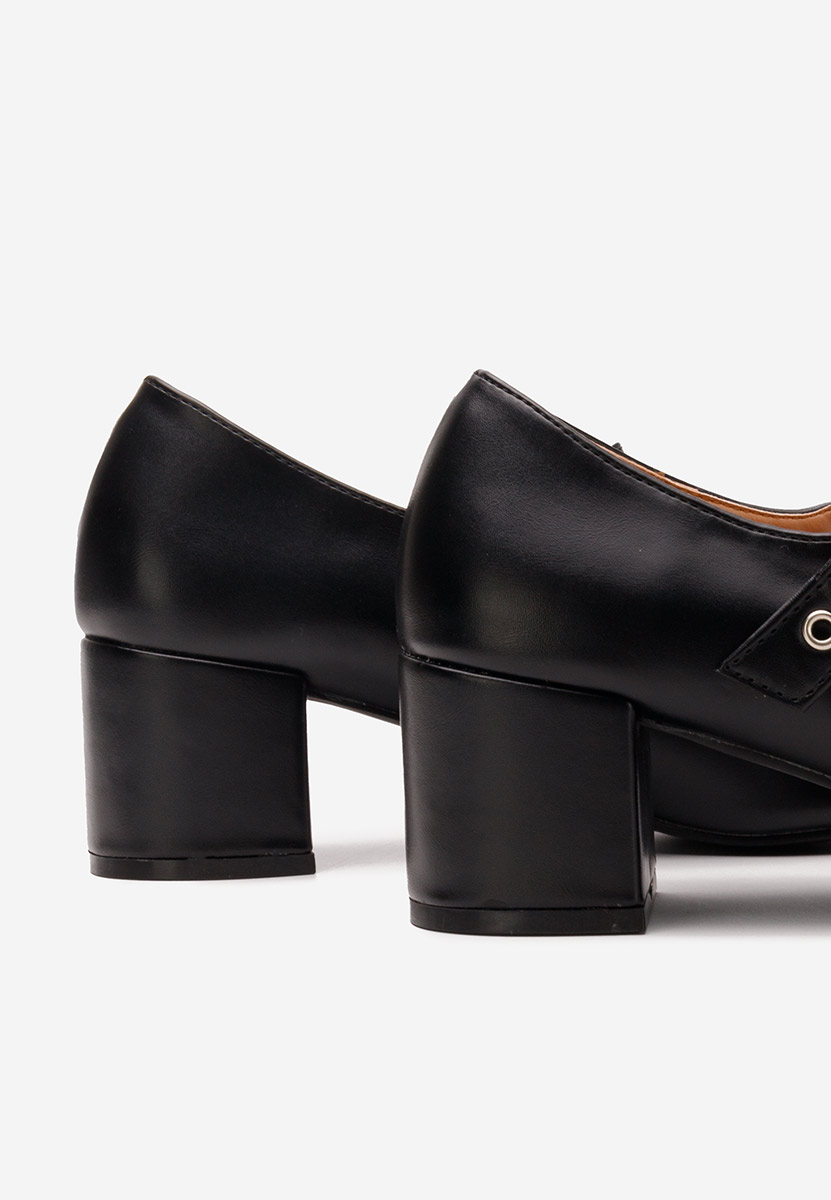 Černé lodičky na hrubém podpatku Milady